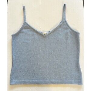 ST JOHN Santana Knit V-Neck Shell Spaghetti Strap Womens Size‎ Medium Sky Blue
